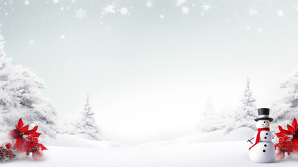 Obraz premium snowmen in the snow with red flowers