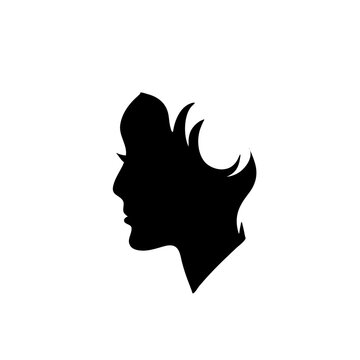 silhouette of beautiful girl with a hairstyle, a woman in profile, vector illustrations