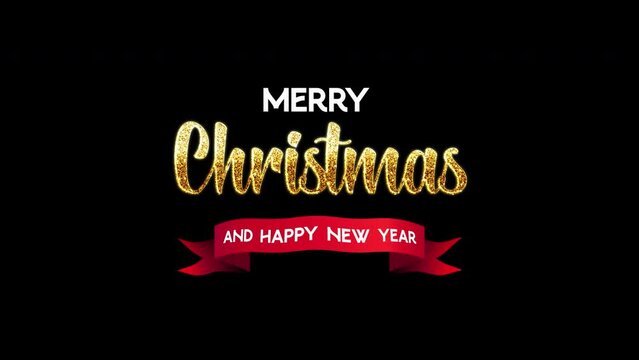 Alpha text of merry christmas and happy new year animation