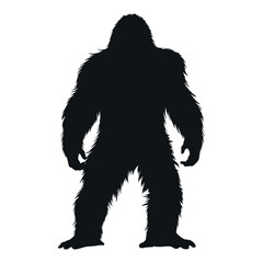 Bigfoot Silhouette Vector isolated on a white background, A Black silhouette of a Bigfoot animal vector - obrazy, fototapety, plakaty
