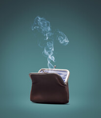 Empty purse with smoke