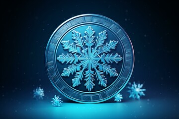 Illustration of a frozen cryptocurrency coin, representing the concept of crypto winter. Generative AI