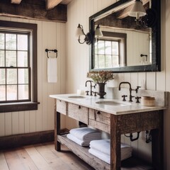 Rustic Bathroom with Double Sinks