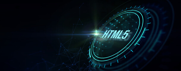 The concept of business, technology, the Internet and the network.  HTML5. 3d illustration