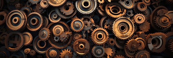 a lot of rusty gear and cog, junk, generative AI - obrazy, fototapety, plakaty