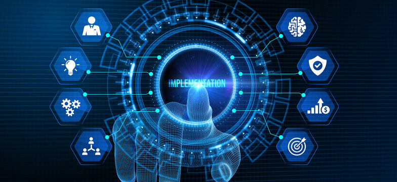 IMPLEMENTATION, web technology concept. Business, Technology, Internet and network concept. 3d illustration