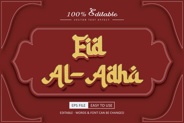 Eid al adha mubarak vector text effect