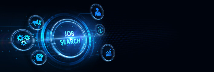 Business, Technology, Internet and network concept. Job Search human resources recruitment career. 3d illustration