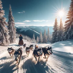 Fotobehang sleigh ride in winter © muro