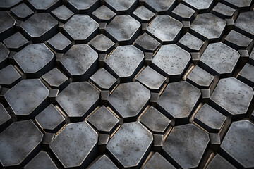 Industrial fabricated metallic surface, material texture in geometric pattern