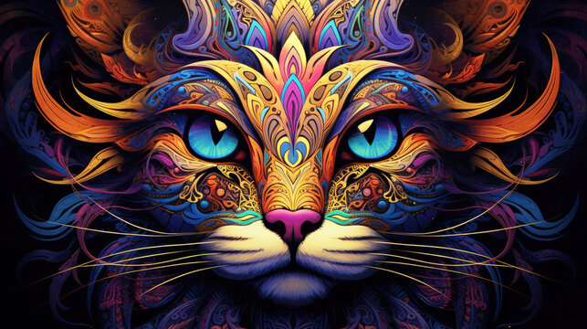 Cat Ornate Psytrance Beautiful