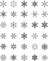 set of snowflakes black color
