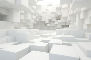 Geometric abstract background with white cubes in perspective