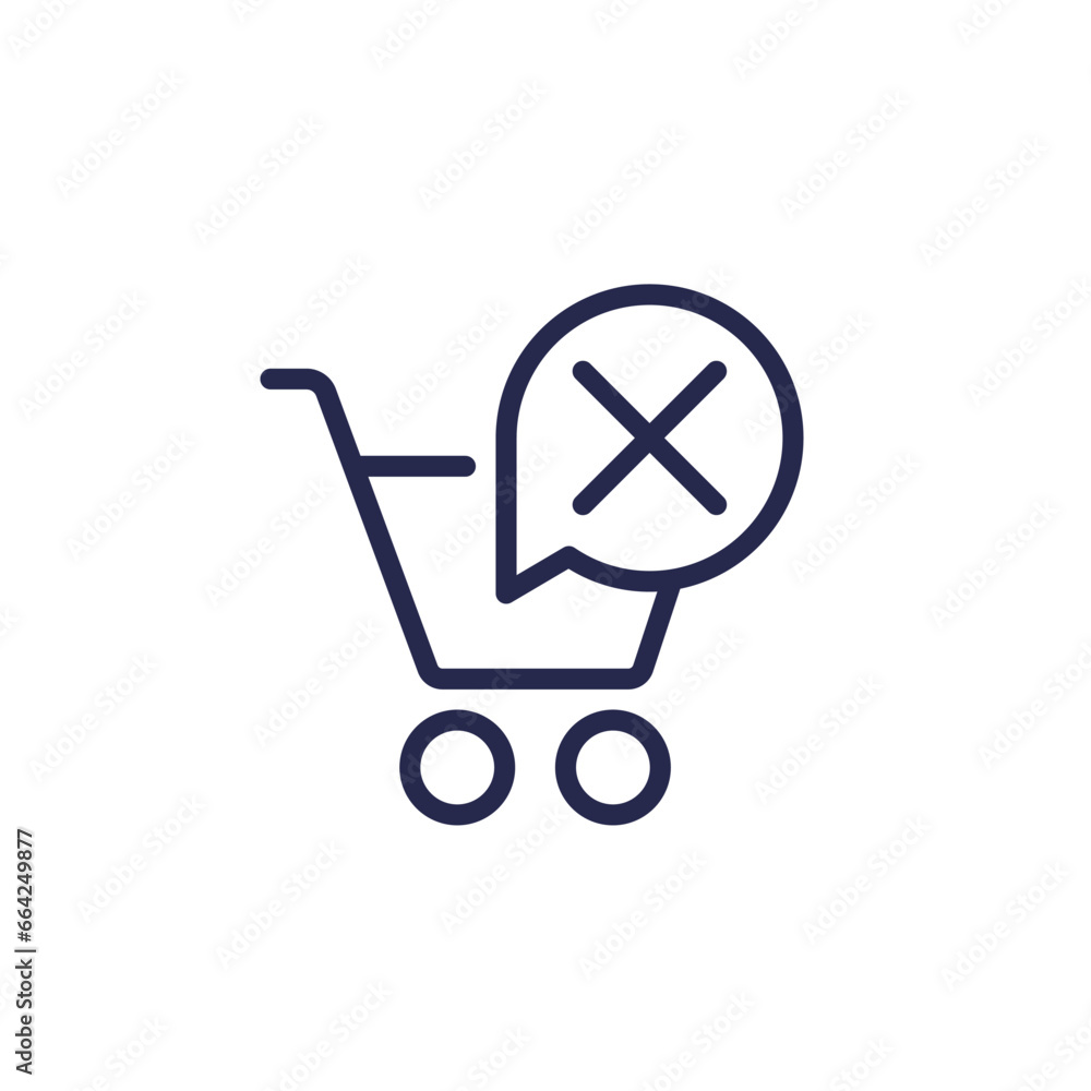 Poster failed order line icon with shopping cart