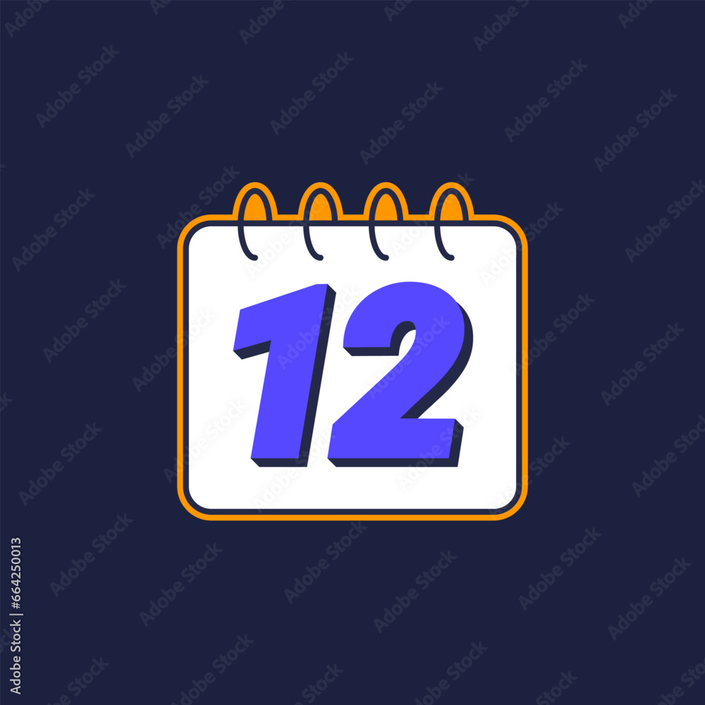 Poster 12 month icon with calendar, vector design