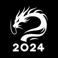 Chinese dragon symbol illustration Combining the numbers 2024 for the New Year festival 2024 - Vector