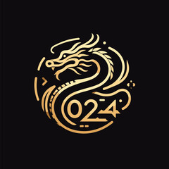 Chinese dragon symbol illustration Combining the numbers 2024 for the New Year festival 2024 - Vector