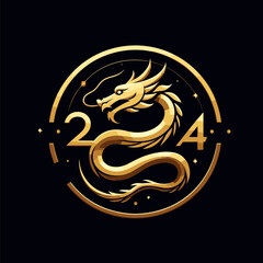 Chinese dragon symbol illustration Combining the numbers 2024 for the New Year festival 2024 - Vector