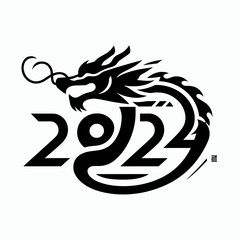 Chinese dragon symbol illustration Combining the numbers 2024 for the New Year festival 2024 - Vector