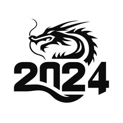Chinese dragon symbol illustration Combining the numbers 2024 for the New Year festival 2024 - Vector