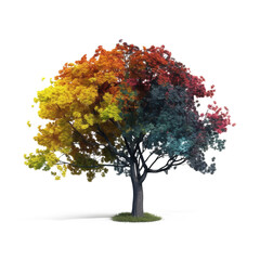 colourful tree silhouette on white.