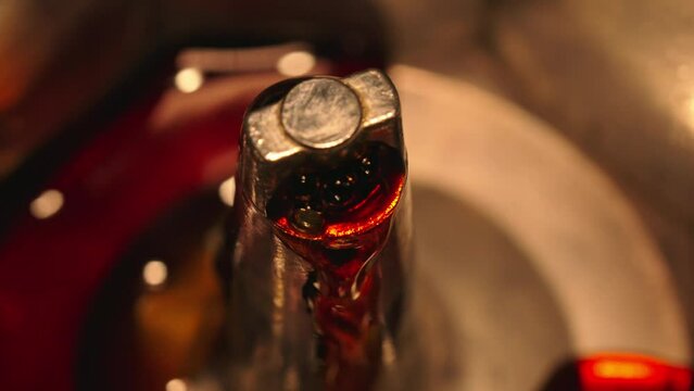 close up moka espresso, coffee espresso, espresso brewing process