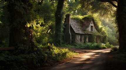 Fototapeta na wymiar Timeless Solitude: The Vintage House in the Woods