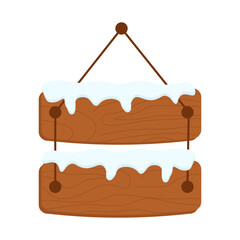 Wooden Sign with Snow Ice Caps