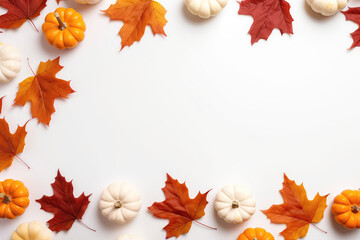 Fall Background Features Pumpkins And Leaves