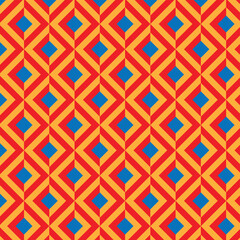 Seamless square pattern illustration and rhombuses multicolored background texture.