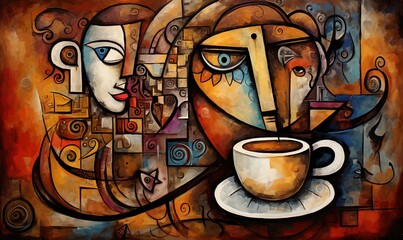 An illustration of the coffee symbol in a cubist style