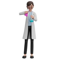 teacher holding test tubes