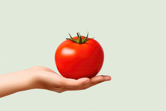 Handpicking Ripe Red Tomato In Garden Setting
