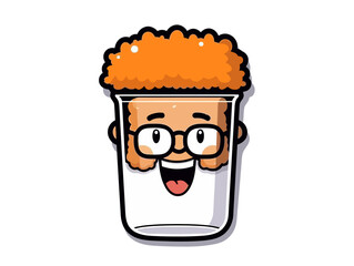 Doodle Beaker with Afro hairstyle, cartoon sticker, sketch, vector, Illustration, minimalistic