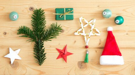 Weihnachten Flatlay, authentisches Foto