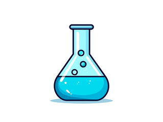 Doodle Beaker with flask, cartoon sticker, sketch, vector, Illustration, minimalistic