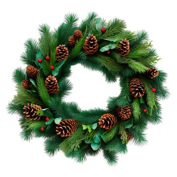 Christmas wreath with new year colorful balls icon