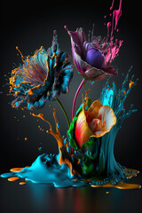 Splashes of multi-colored paint, drops of paint, drips of paint, for collage, macro. Background.