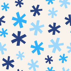 Obraz premium Modern winter seamless pattern with snowflakes. Simple endless background with snowfall. Trendy minimal seasonal vector illustration for wrapping paper, textile, greeting card