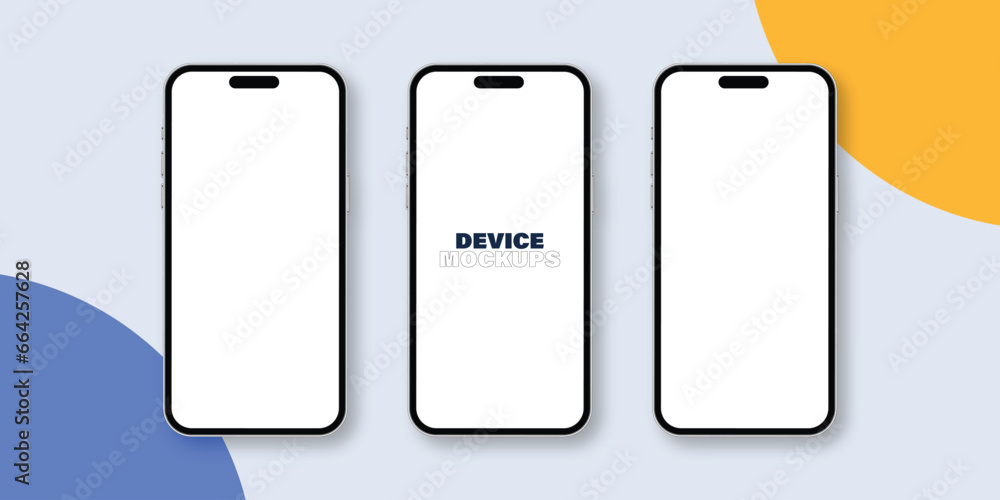 Poster mobile mockup interface advertising smartphone mock up template 3d banner or poster design vector fi