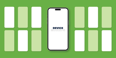 Mobile ui ux mockup application interface green color smartphone mock up template 3d banner or poster design vector file