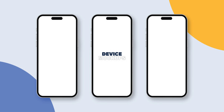 Mobile mockup interface advertising smartphone mock up template 3d banner or poster design vector file