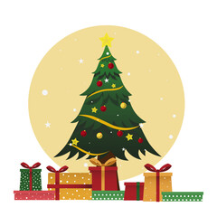 Christmas day illustration vector christmas tree and gift box christmas celebration