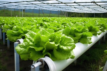 Hydroponic lettuce growing.