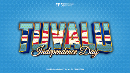 tuvalu editable text effect with tuvalu flag pattern suitable for poster design about holiday, Feast day or tuvalu independence day moment - Powered by Adobe