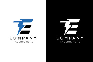 initials T E logo with electricity