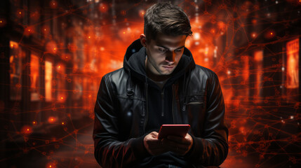 Hacker: Image of a hacker, in a vulnerable place.