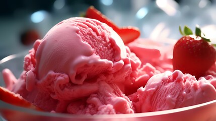 Scoop with delicious Strawberry Ice cream background