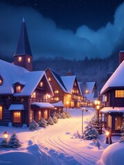 Village winter christmas