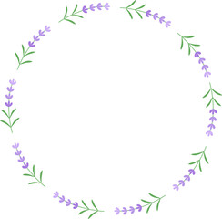 Fototapeta na wymiar violet lavender flowers round frame
